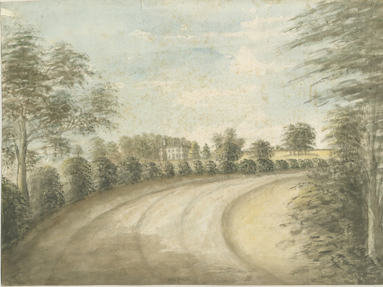Statfold Hall: pintura em aquarela, nd [1762-1802] de Stebbing Shaw