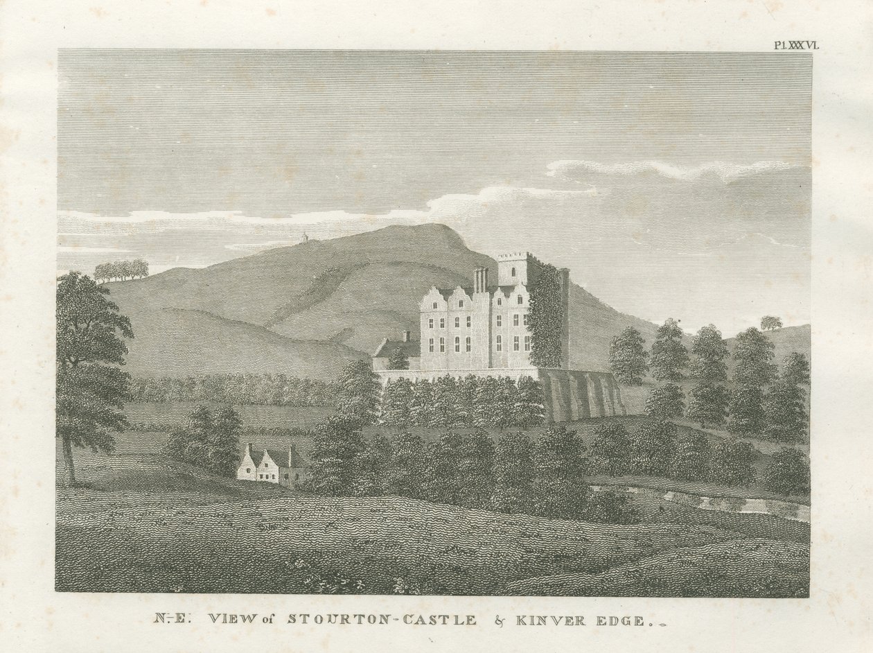 Castelo de Stourton e Kinver Edge: gravura, nd [1799] (impressão) de Stebbing Shaw