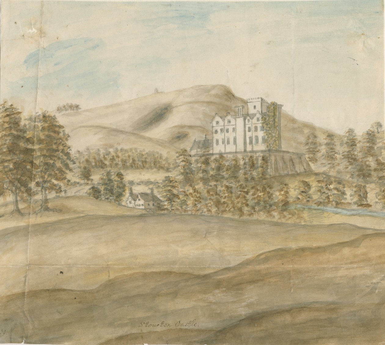 Castelo de Stourton: pintura em aquarela, nd [1762-1798] de Stebbing Shaw