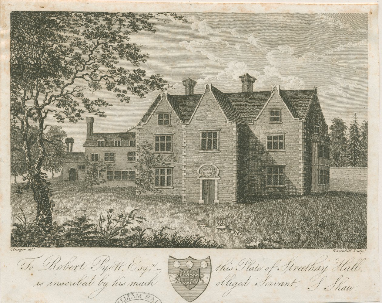 Streethay Hall: gravura, sd [final do século 18] (impressão) de Stebbing Shaw