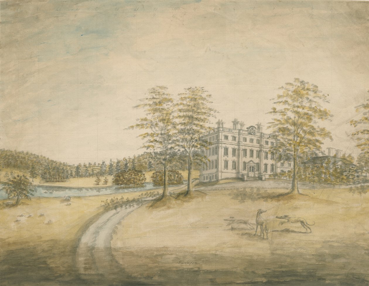 Swinfen Hall: pintura em aquarela, nd [c 1762-1798] de Stebbing Shaw