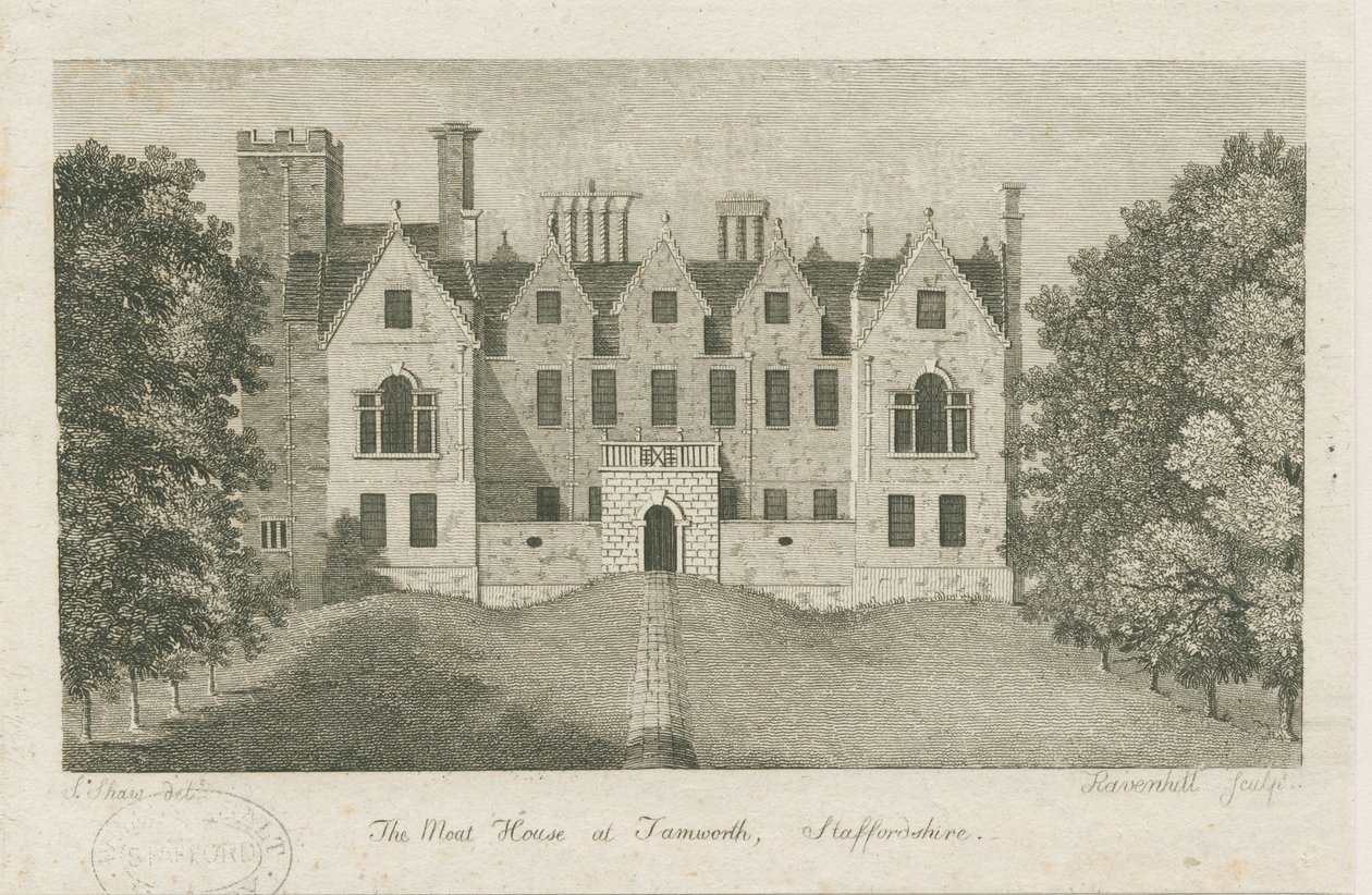 Tamworth - The Moat House: engraving, nd [1762-1802] (impressão) de Stebbing Shaw