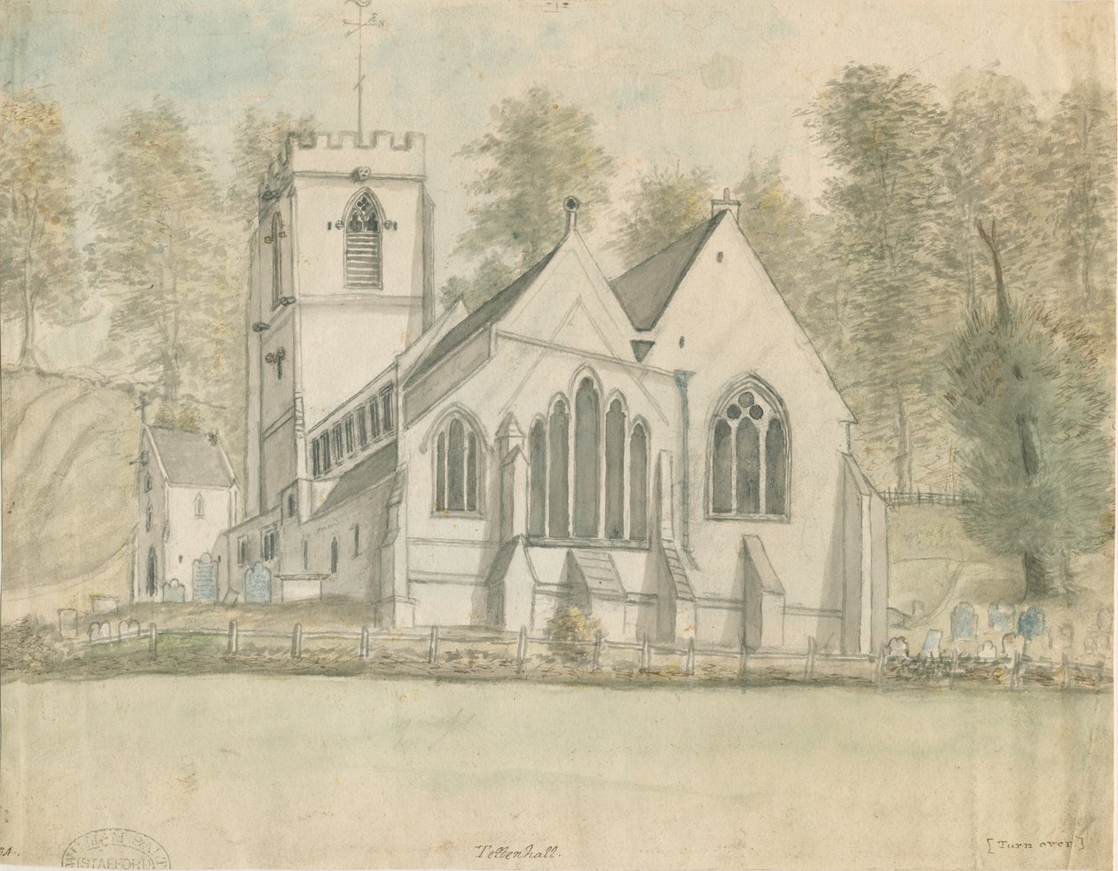 Igreja de Tettenhall: pintura em aquarela, nd [c 1794] de Stebbing Shaw