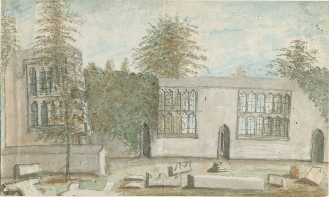 Tixall Hall: pintura em aquarela, nd [1762-1802] de Stebbing Shaw