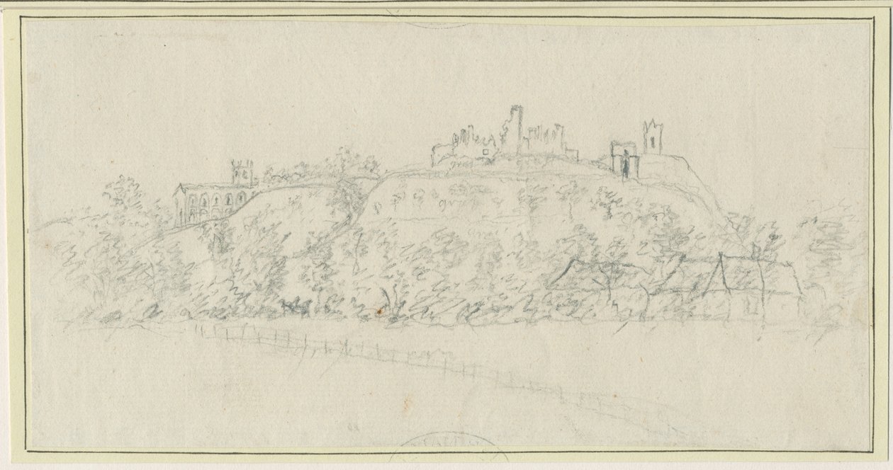 Castelo de Tutbury: desenho a lápis, nd [1762-1802] de Stebbing Shaw