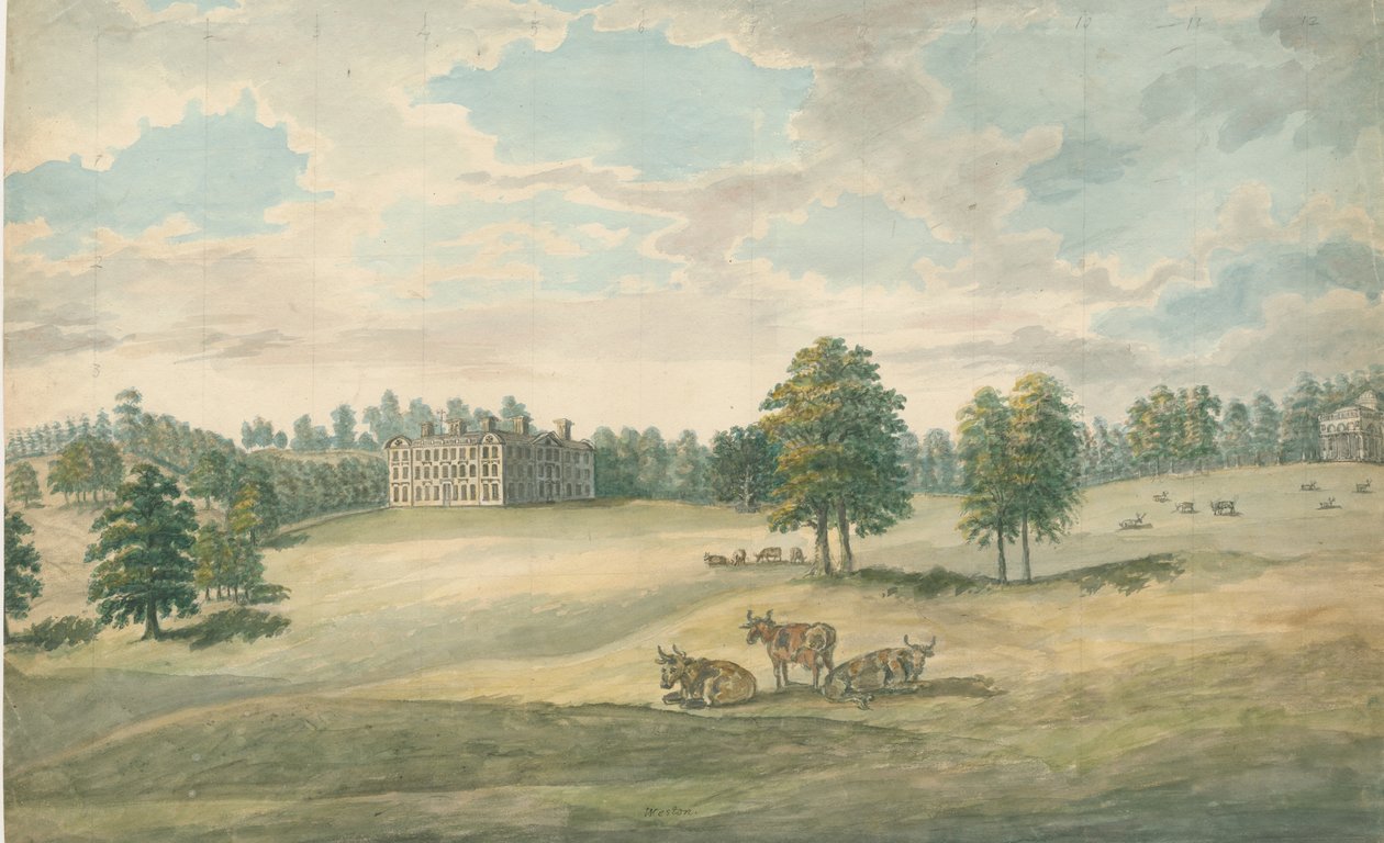 Weston-under-Lizard - Hall: pintura em aquarela, nd [1762-1802] de Stebbing Shaw