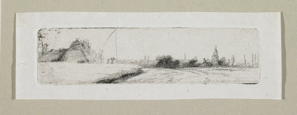 Pequena Paisagem com Aldeia Distante de Stefan Juliusz Norblin de la Gourdaine