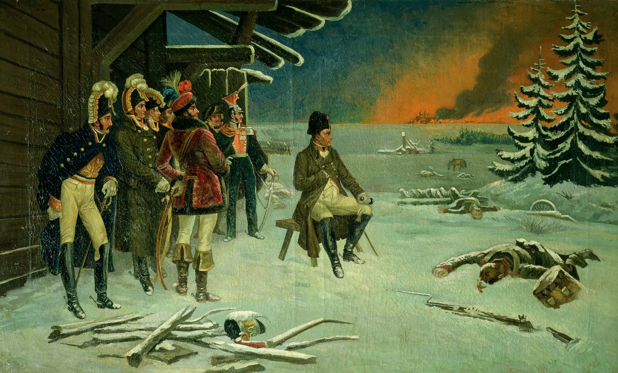Napoleão em Maly Yaroslavets (óleo sobre tela) de Stefan Vladislavovich Bakalowicz