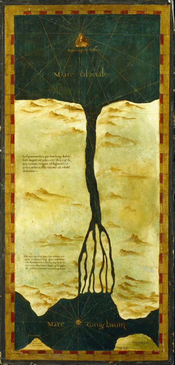 Terras polares imaginadas no topo do estreito de Bering de Stefano Bonsignori 1589