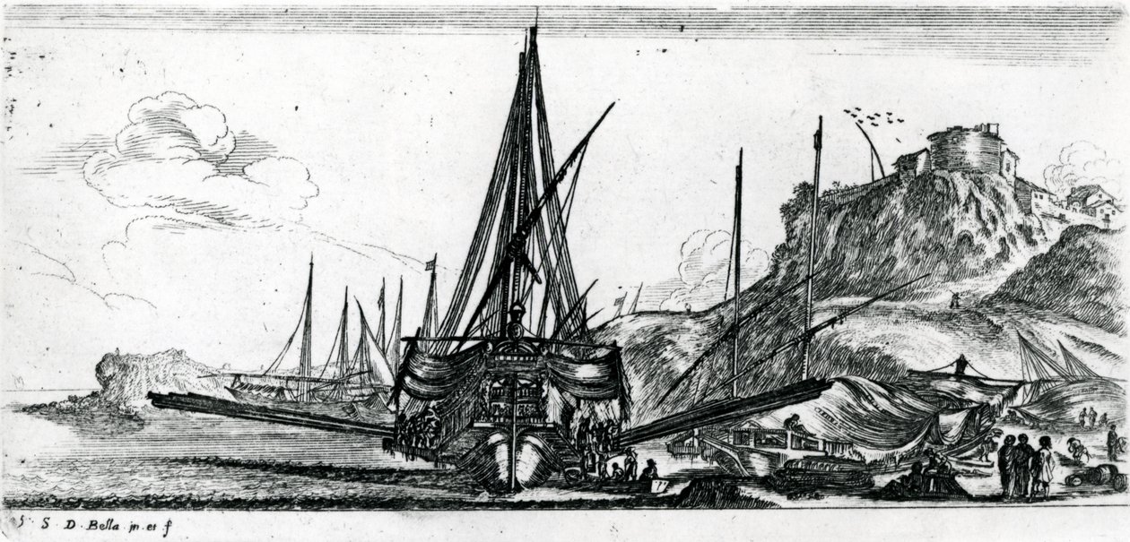 Placa 5 de &39;Várias Embarques&39;, c.1640s de Stefano della Bella