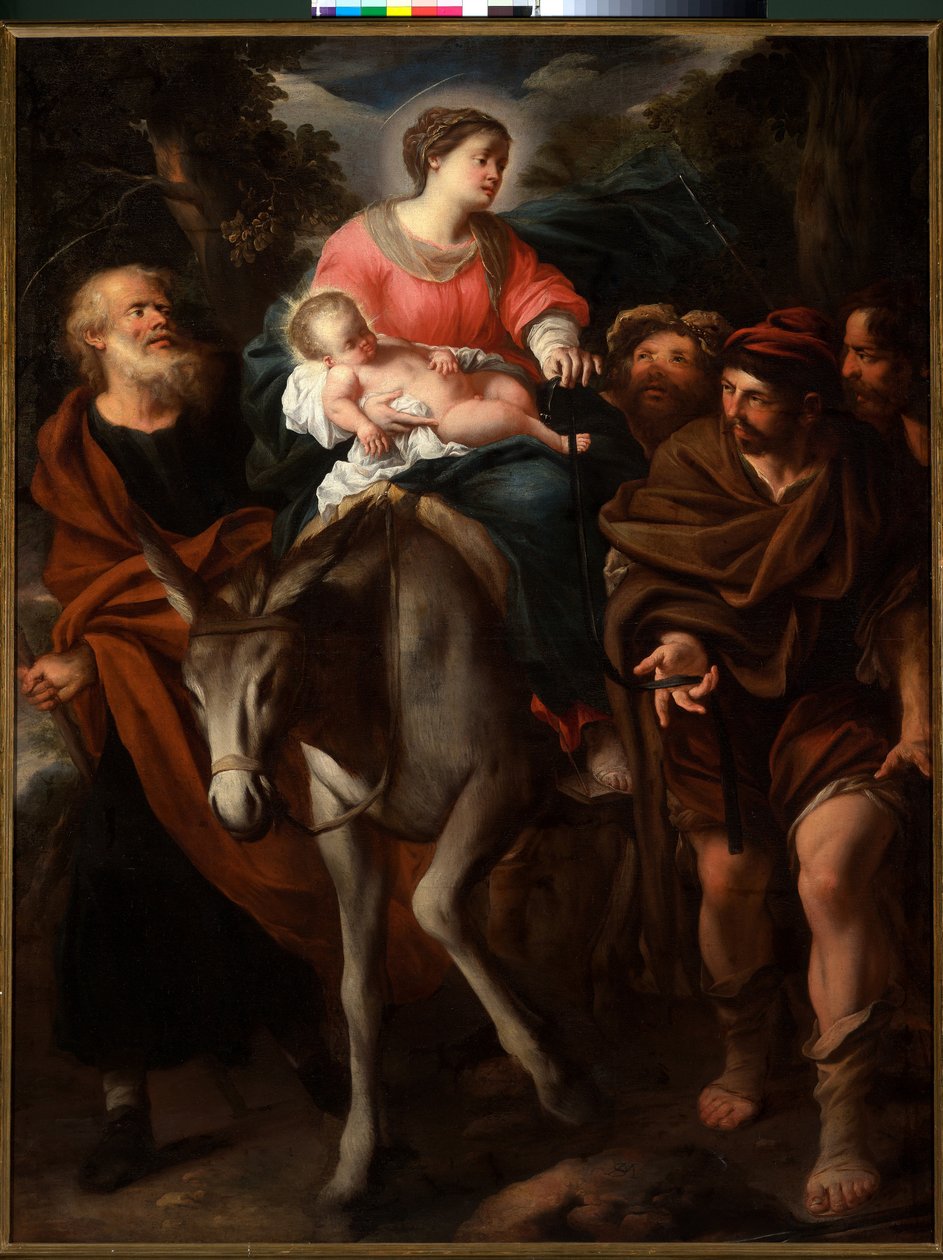 A Sagrada Família em fuga e o Tito Ladrão, c.1670 (óleo sobre tela) de Stefano Magnasco