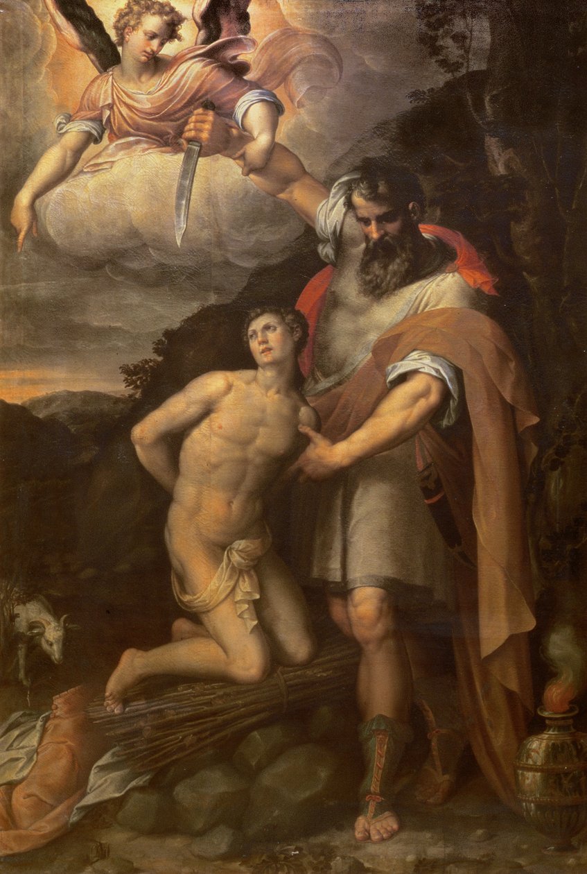 O sacrifício do óleo de Isaac sobre tela de Stefano Pieri