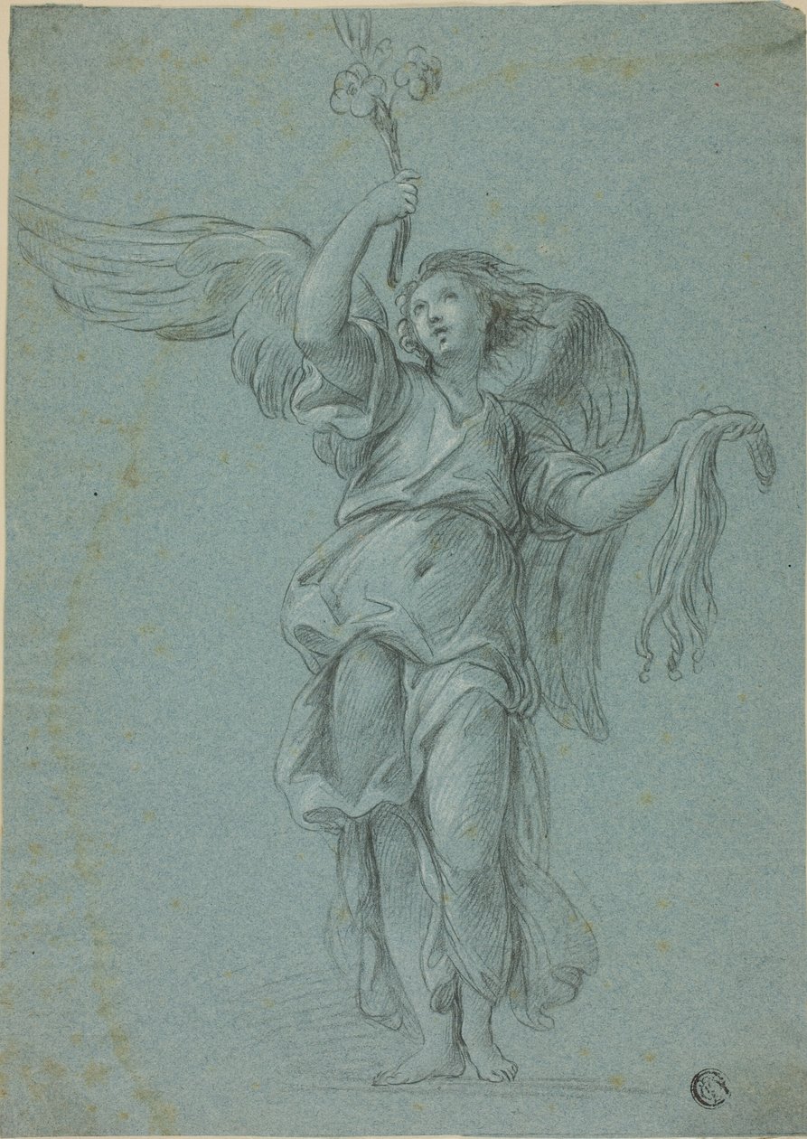Anjo segurando flores e flagelo de Stefano Pozzi