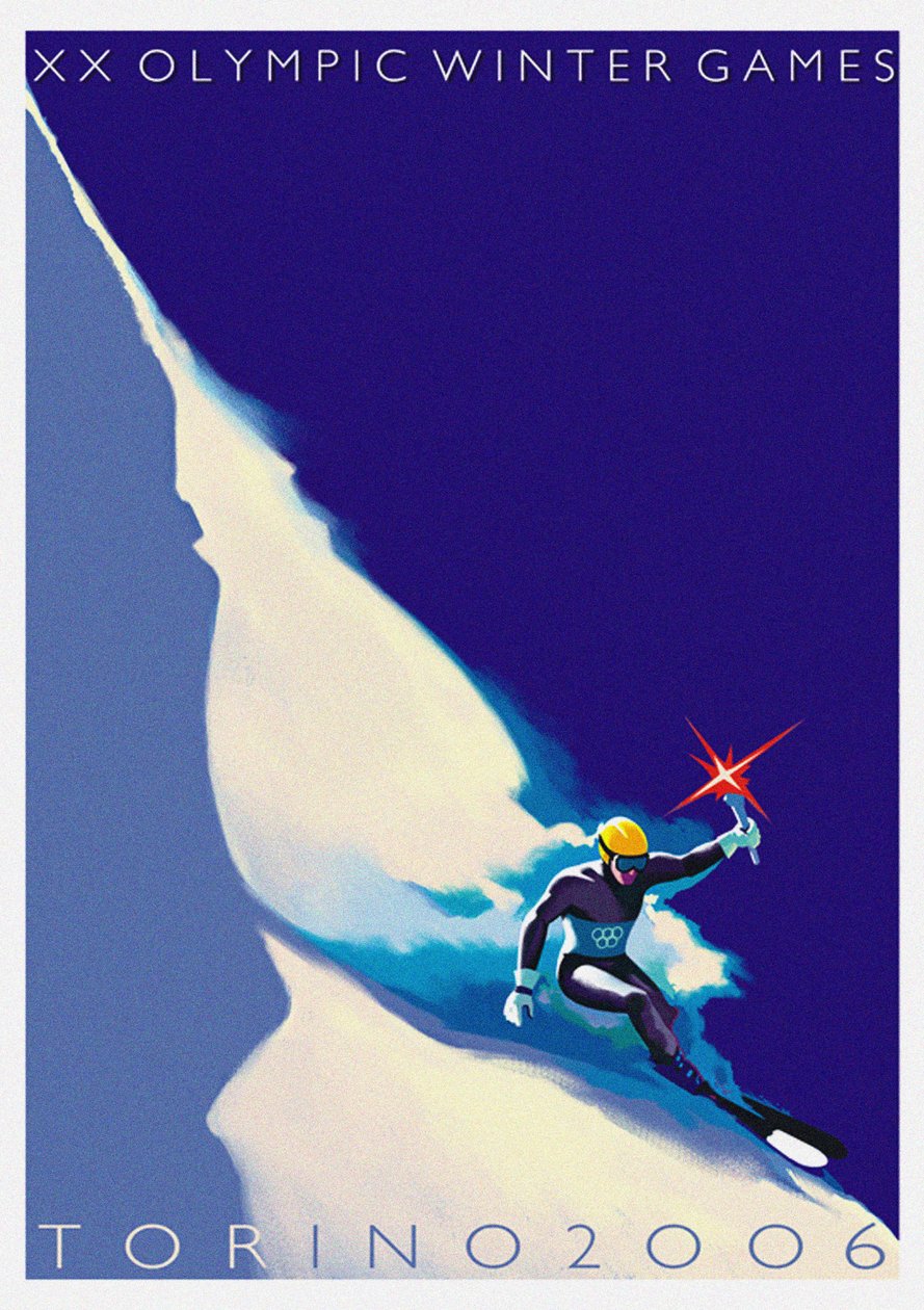 Cartaz oficial dos XX Jogos Olímpicos de Inverno de 2006 em Turim de Stefano Riboli
