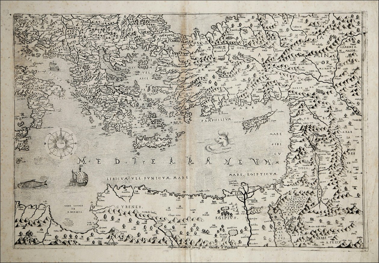 Mapa do Mediterrâneo Oriental do século XVII de Stefano Scolari de Stefano Scolari
