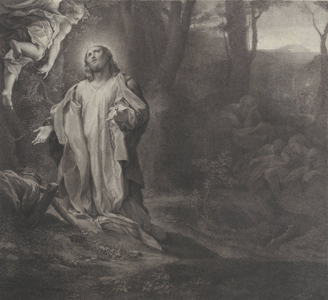 Cristo no Monte das Oliveiras, com um anjo no canto superior esquerdo, 1783-1812. de Stefano Tofanelli