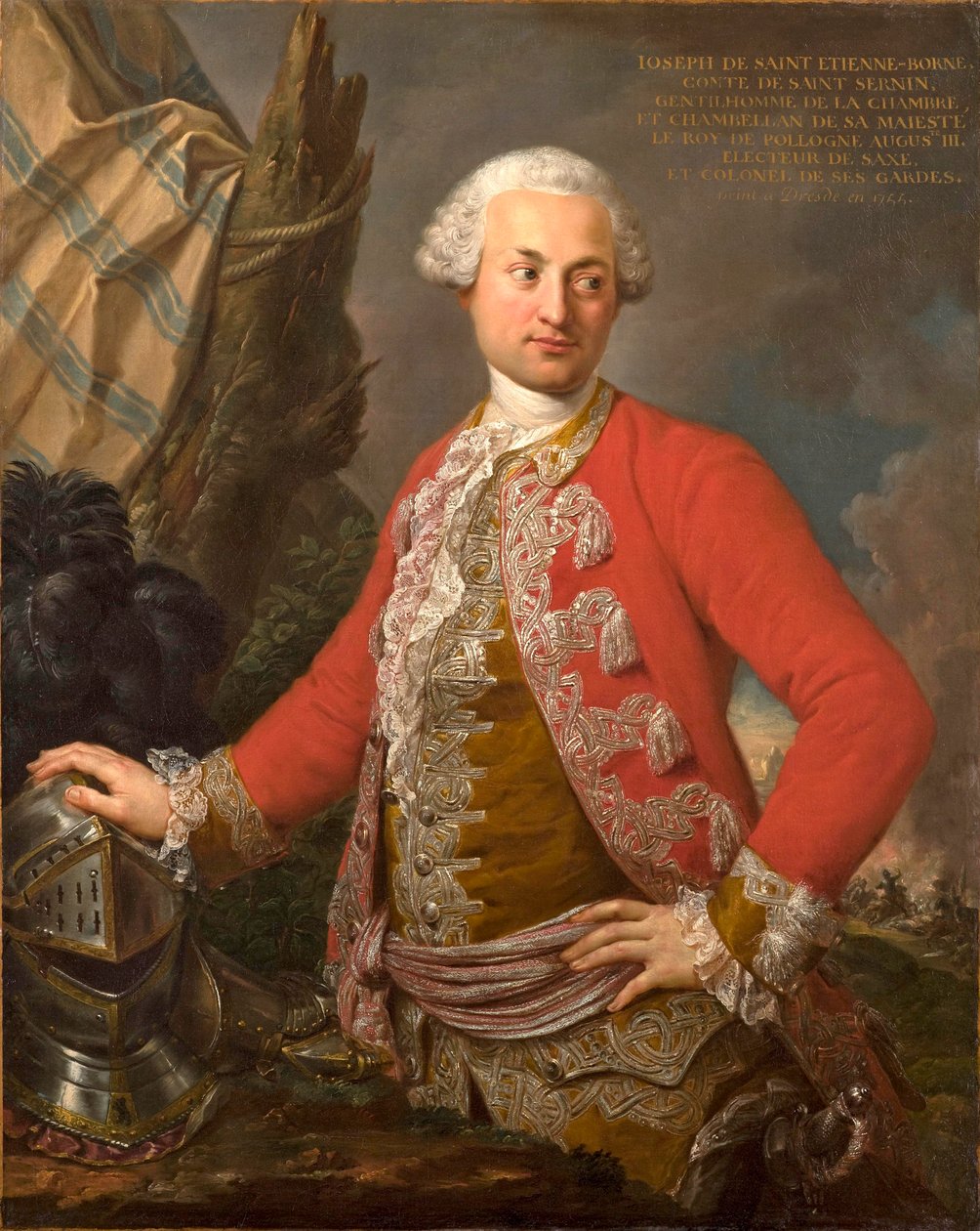 Retrato de Joseph de Saint Étienne Borne, Conde de Saint Sernin, Polonês Real e Eleitoral Saxon Chamberlain, Capitão da Guarda e Ajudante-Geral da Infantaria, 1755 de Stefano Torelli