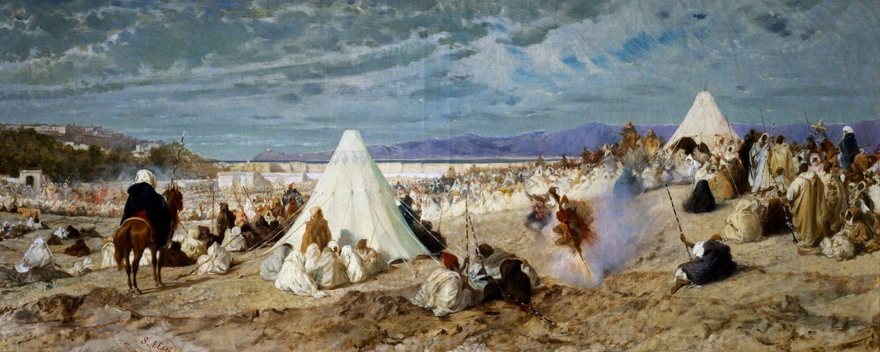 Celebração de Maomé em Tânger, pintura de Stefano Ussi (1822-1901), óleo sobre tela, 48, 5x117, 5 cm de Stefano Ussi