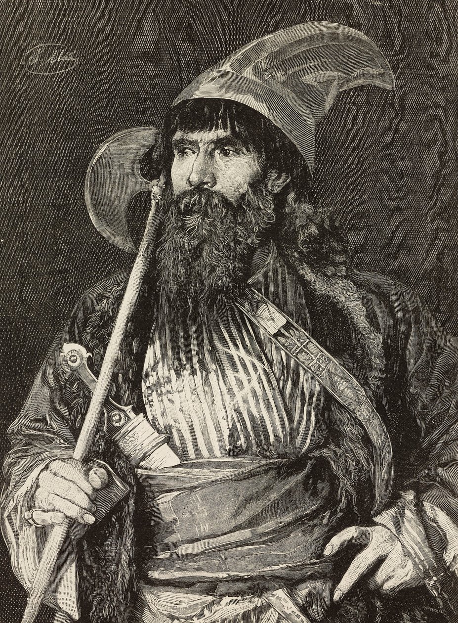 Sheik in full regalia, gravura de F Gamberoni a partir de pintura de Stefano Ussi (1822-1901), L