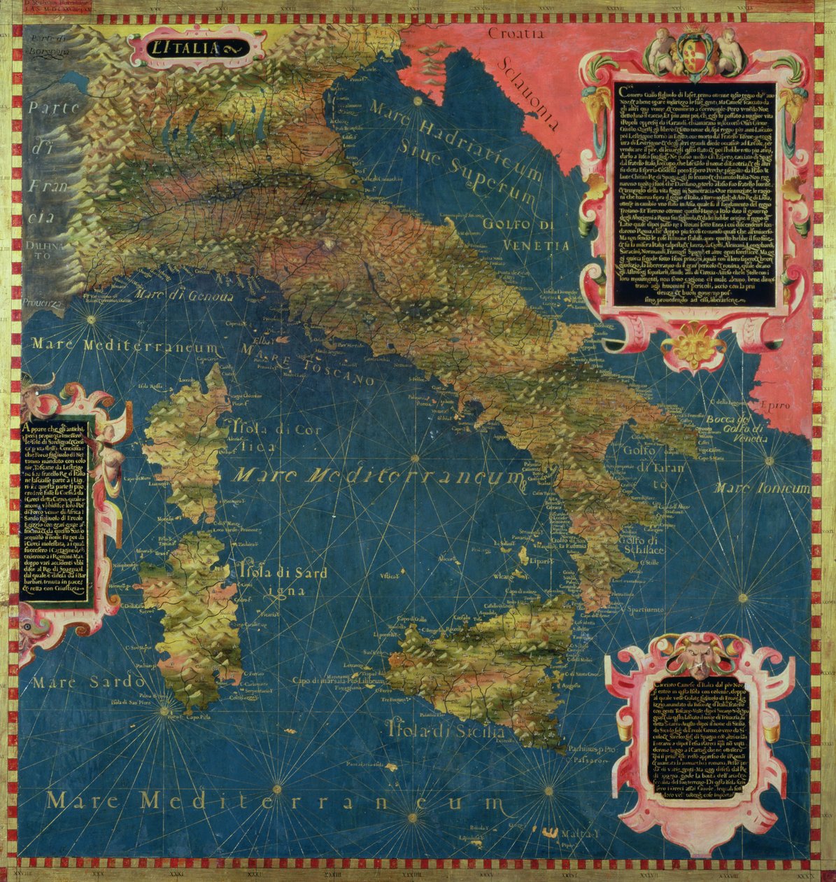 Mapa da Itália do século XVI, da 