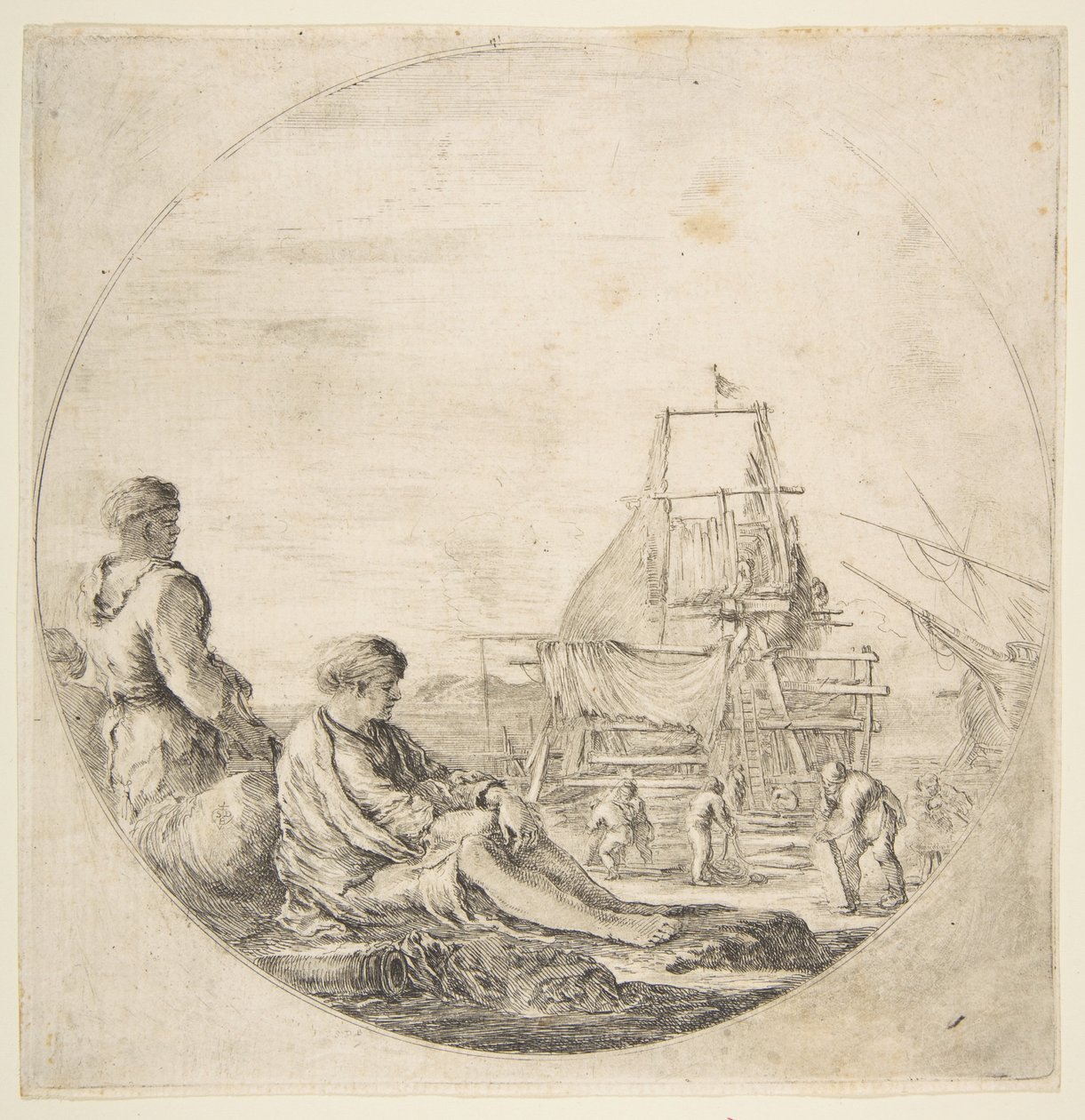 Um marinheiro branco sentado, um marinheiro preto em pé, ca. 1660 de Stefano della Bella