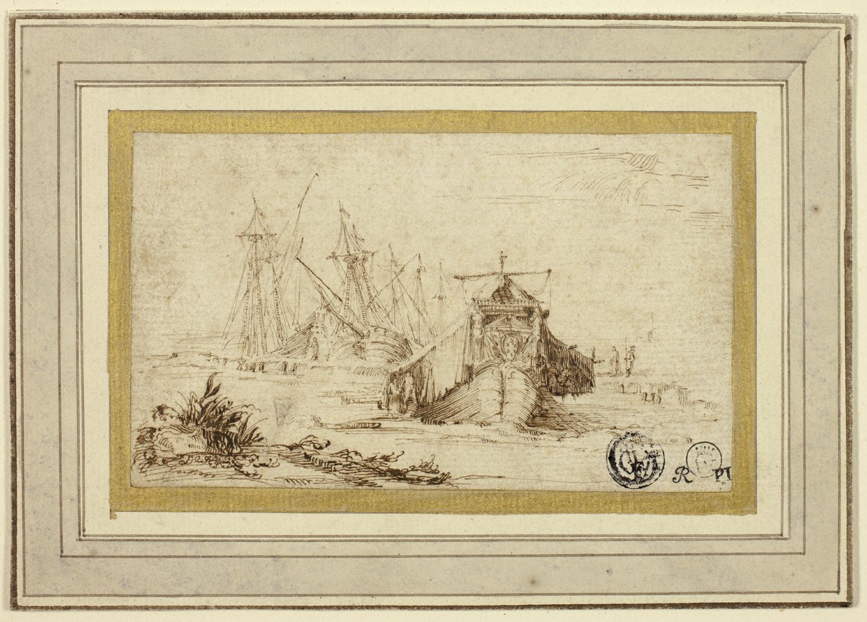 Uma galera toscana e outros navios perto da costa de Stefano della Bella