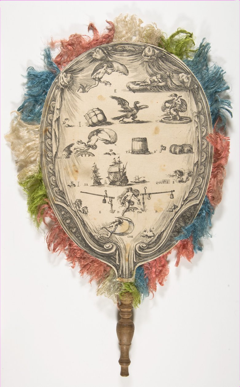 Um fã com um rebus no amor de um lado Fortune do outro, ca. 1639 de Stefano della Bella