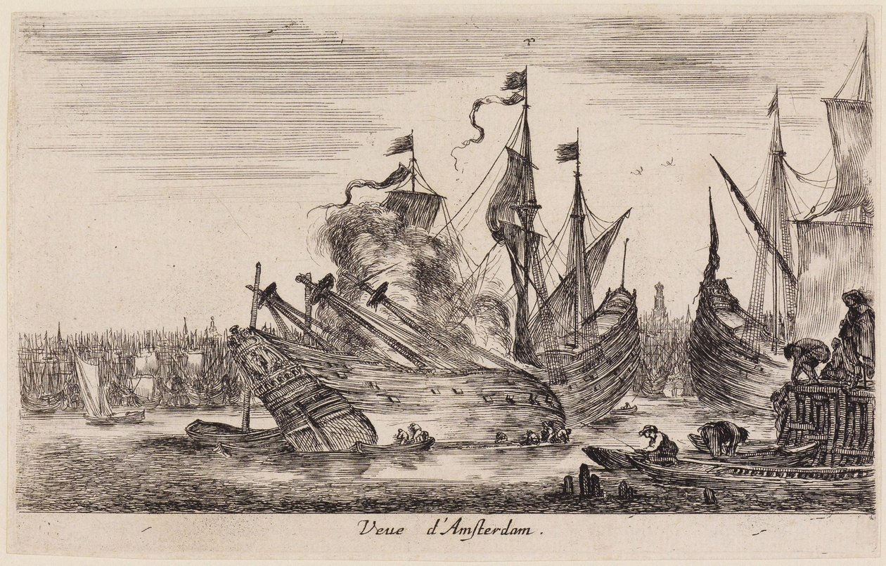 Vistas de portos marítimos (Vues de ports de mer): Vista de Amesterdão de Stefano della Bella