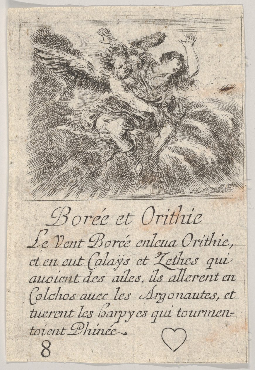 Boreas e Orithyia, de Game of Mythology Jeu de la Mythologie, 1644. de Stefano della Bella