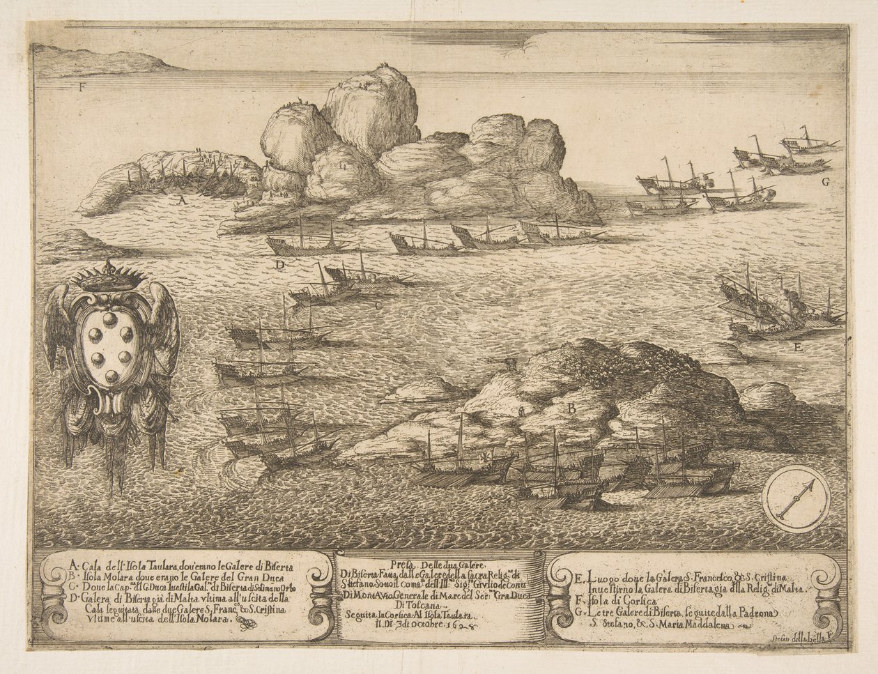 Captura de duas galeras em Byserta, 1628. de Stefano della Bella