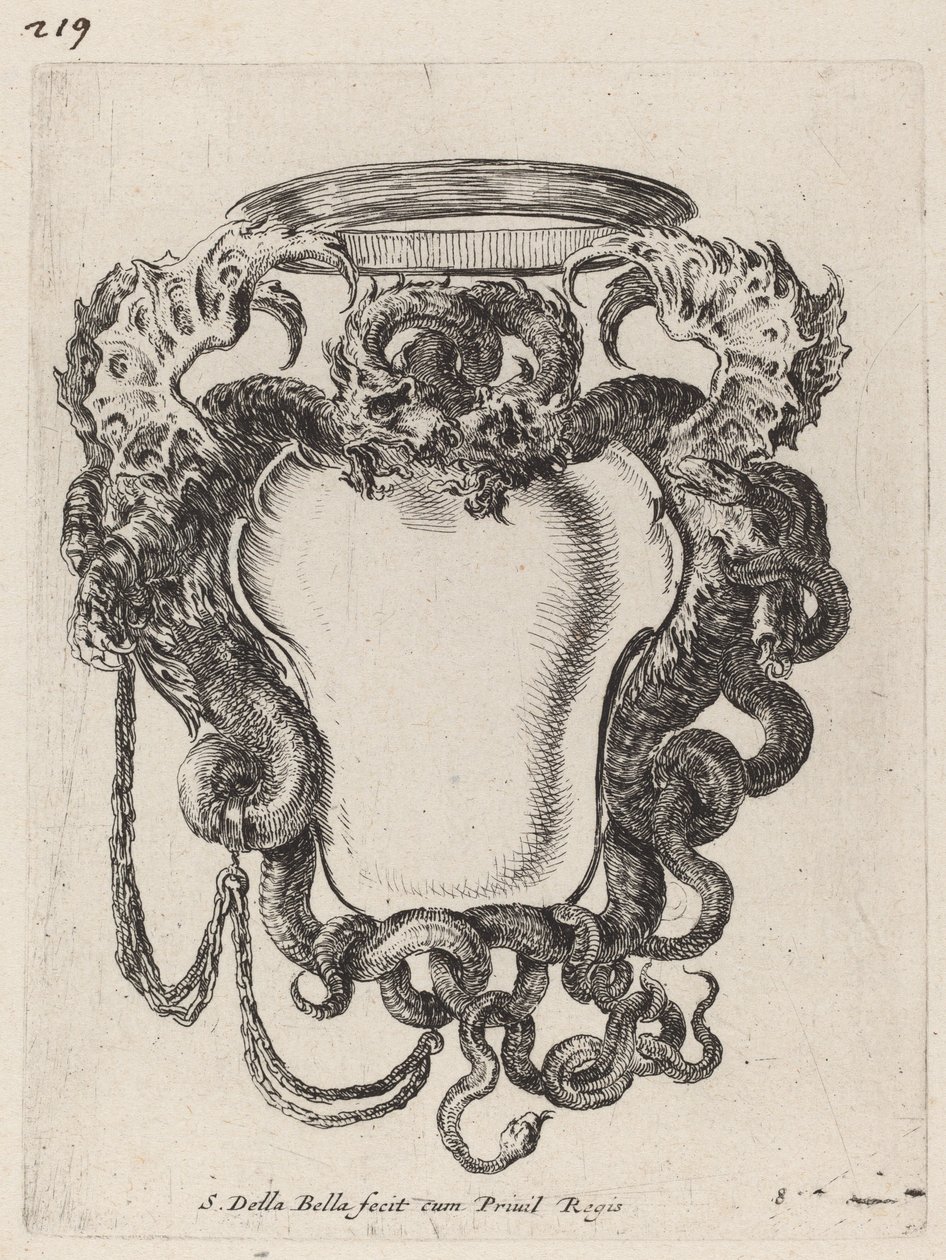Cartouche flanqueado por dragões de Stefano della Bella