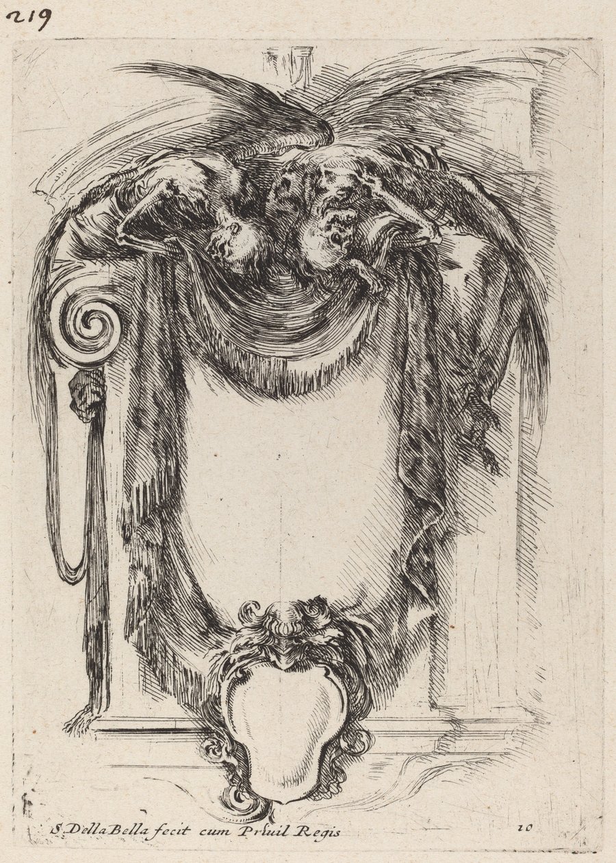 Cartouche suspenso de cadáveres de Stefano della Bella