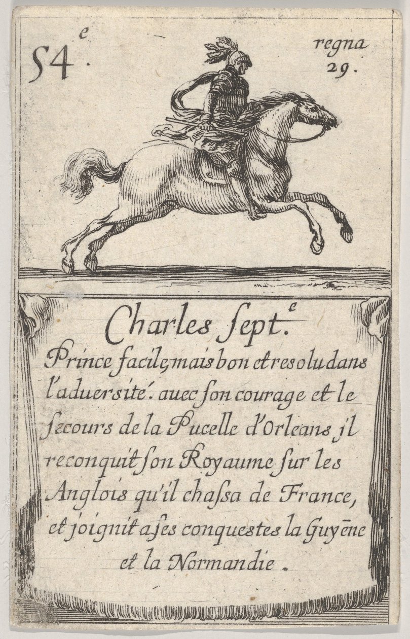 Charles Sept.-e Prince Facile ..., do Jogo dos Reis da França Jeu des Rois de Fr ..., 1644. de Stefano della Bella