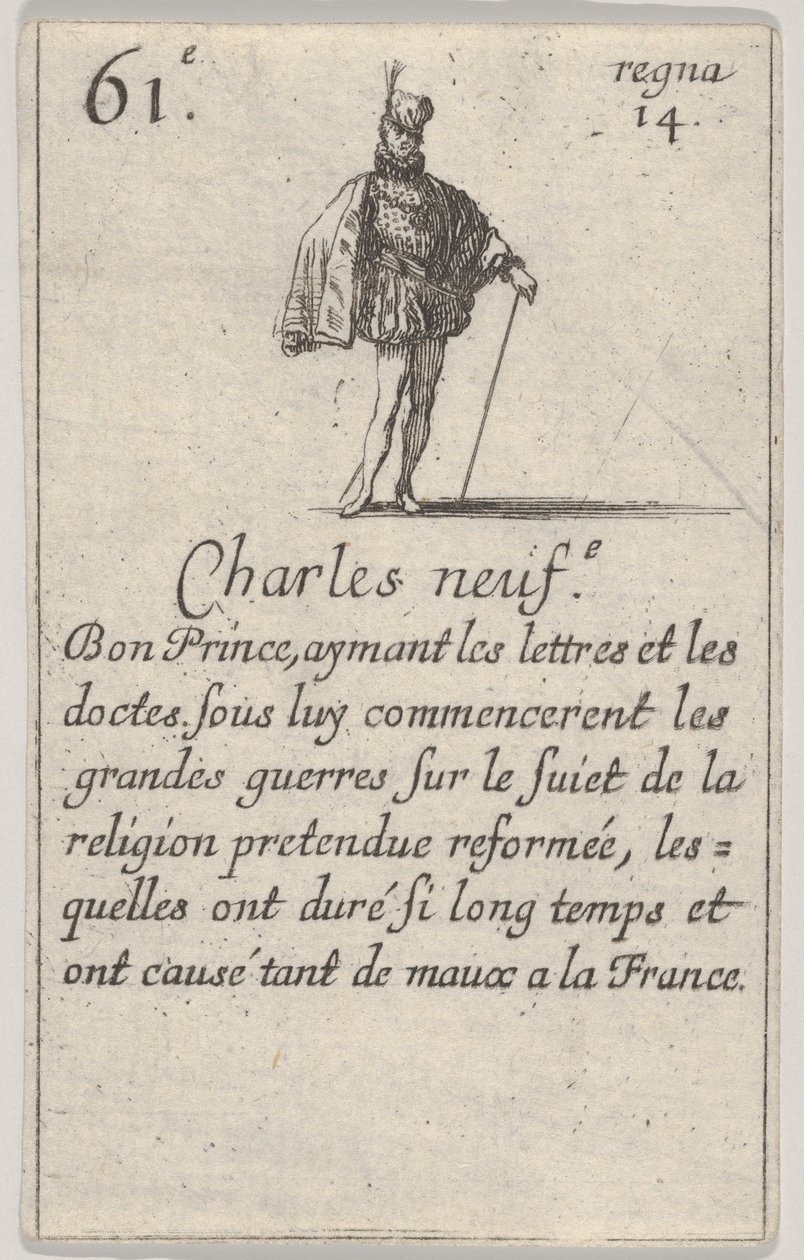Charles neuf.-e Bon Prince ..., do Jogo dos Reis da França Jeu des Rois de France, 1644. de Stefano della Bella