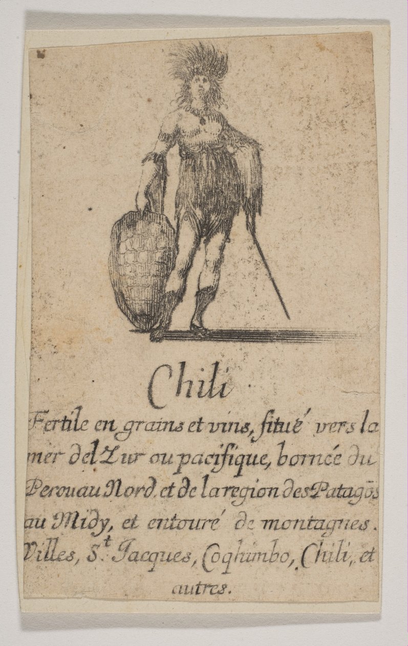 Chile, do Jogo de Geografia Jeu de la Géographie, 1644. de Stefano della Bella