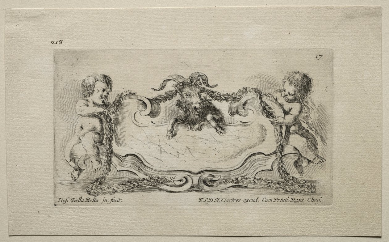 Coleção de vários caprichos e novos desenhos de cartelas e ornamentos: no 17. de Stefano della Bella