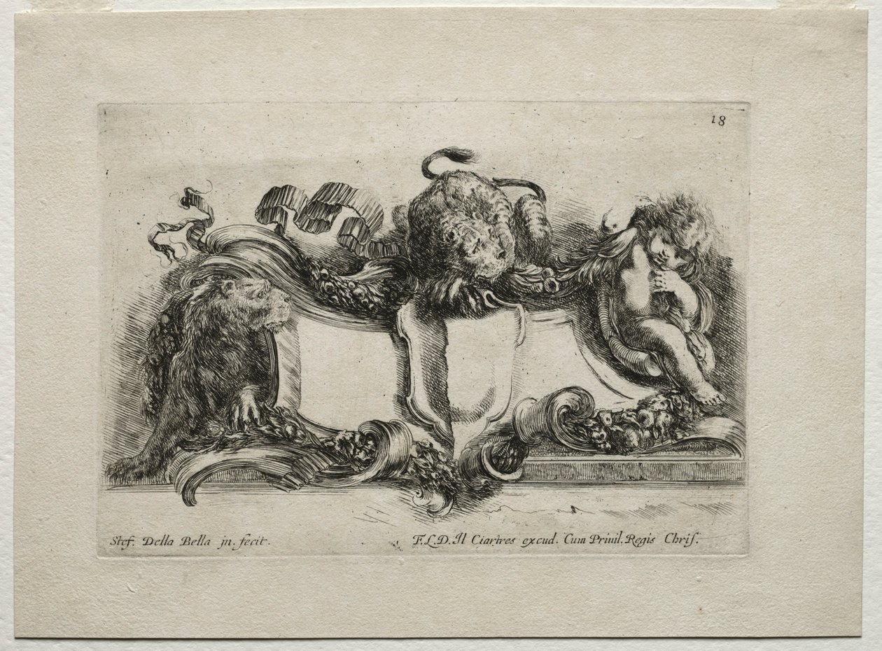 Coleção de vários caprichos e novos desenhos de cartelas e ornamentos: no 18. de Stefano della Bella