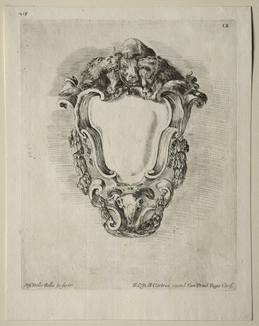 Coleção de Vários Caprichos e Novos Desenhos de Cartuchos e Ornamentos: Nº 12 de Stefano della Bella