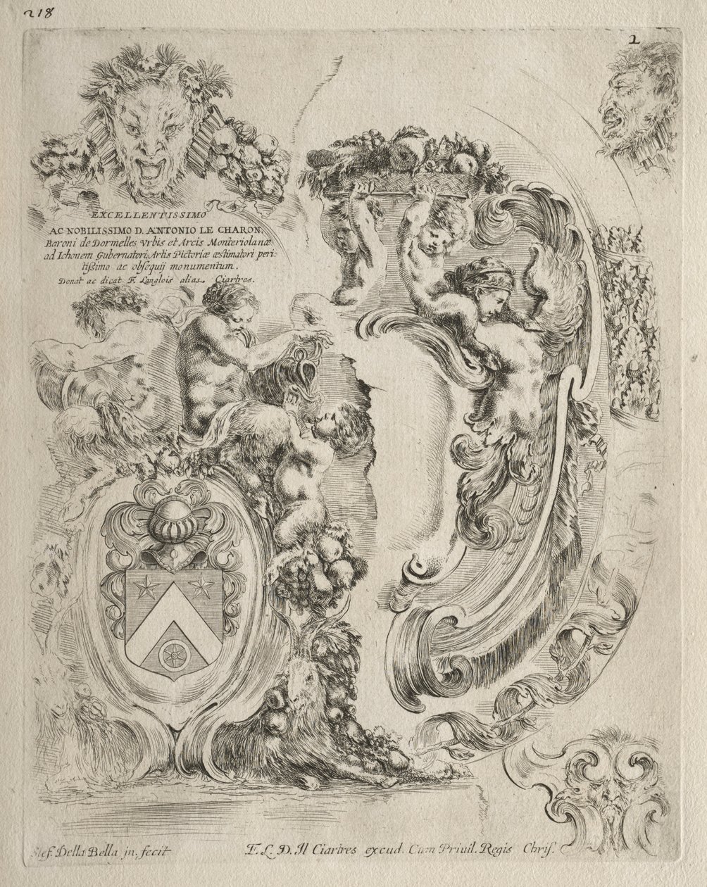 Coleção de vários caprichos e novos desenhos de cartelas e ornamentos: No. 2. de Stefano della Bella