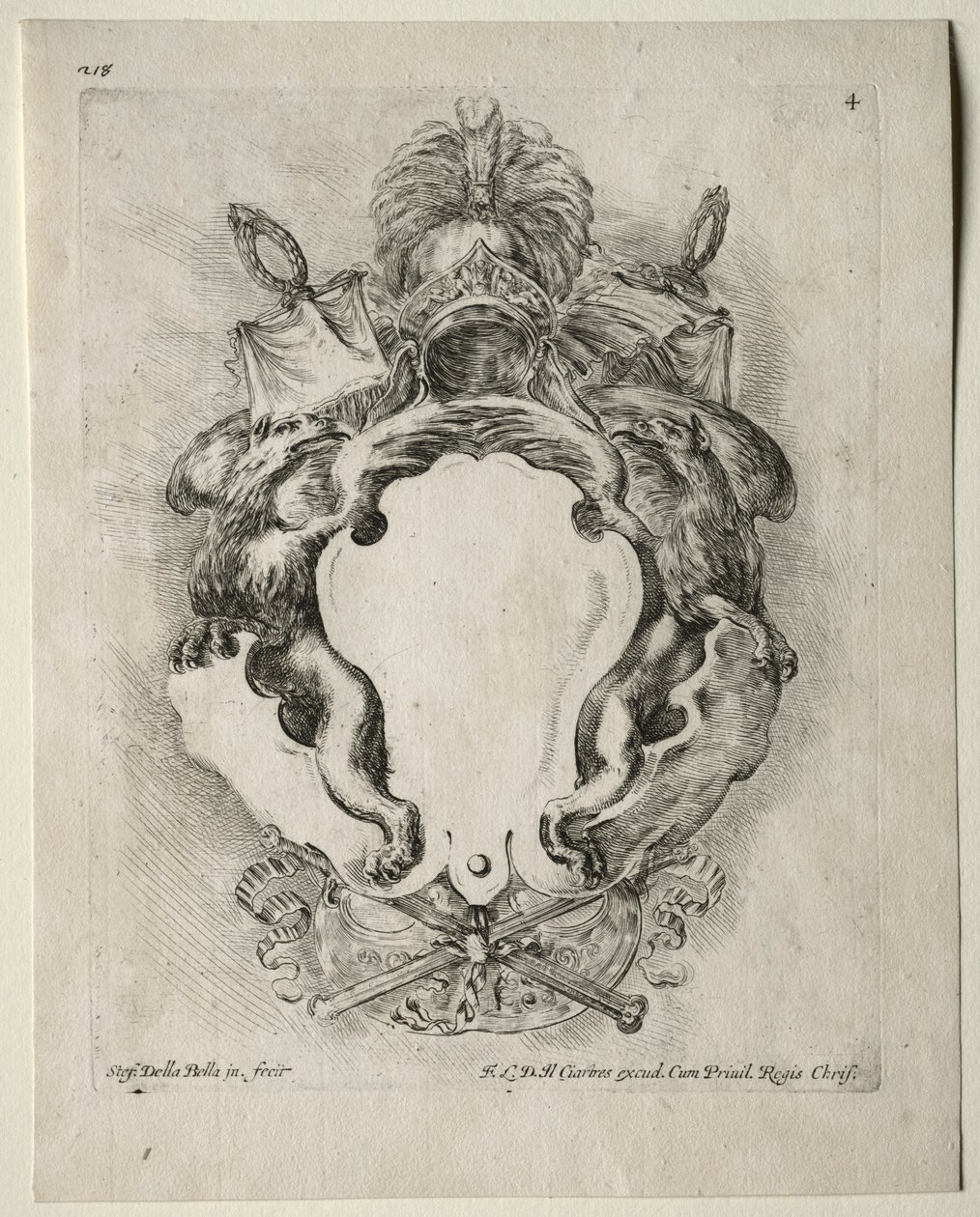 Coleção de vários caprichos e novos desenhos de cartelas e ornamentos: No. 4. de Stefano della Bella
