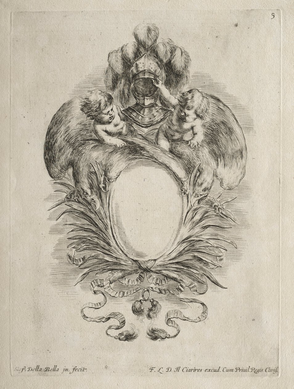 Coleção de vários caprichos e novos desenhos de cartelas e ornamentos: No. 5. de Stefano della Bella
