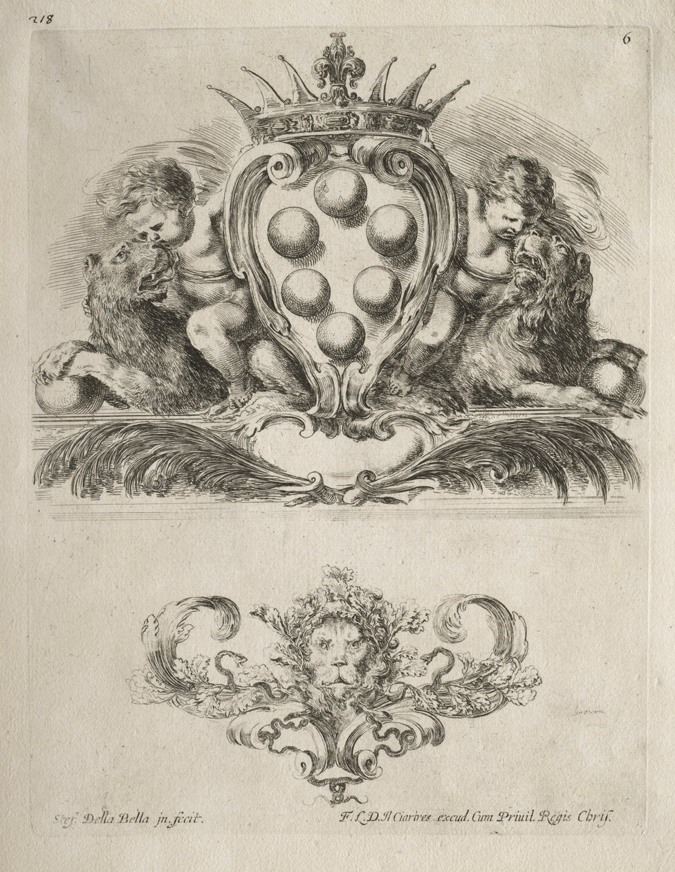 Coleção de Vários Caprichos e Novos Desenhos de Cartuchos e Ornamentos: No. 6 de Stefano della Bella