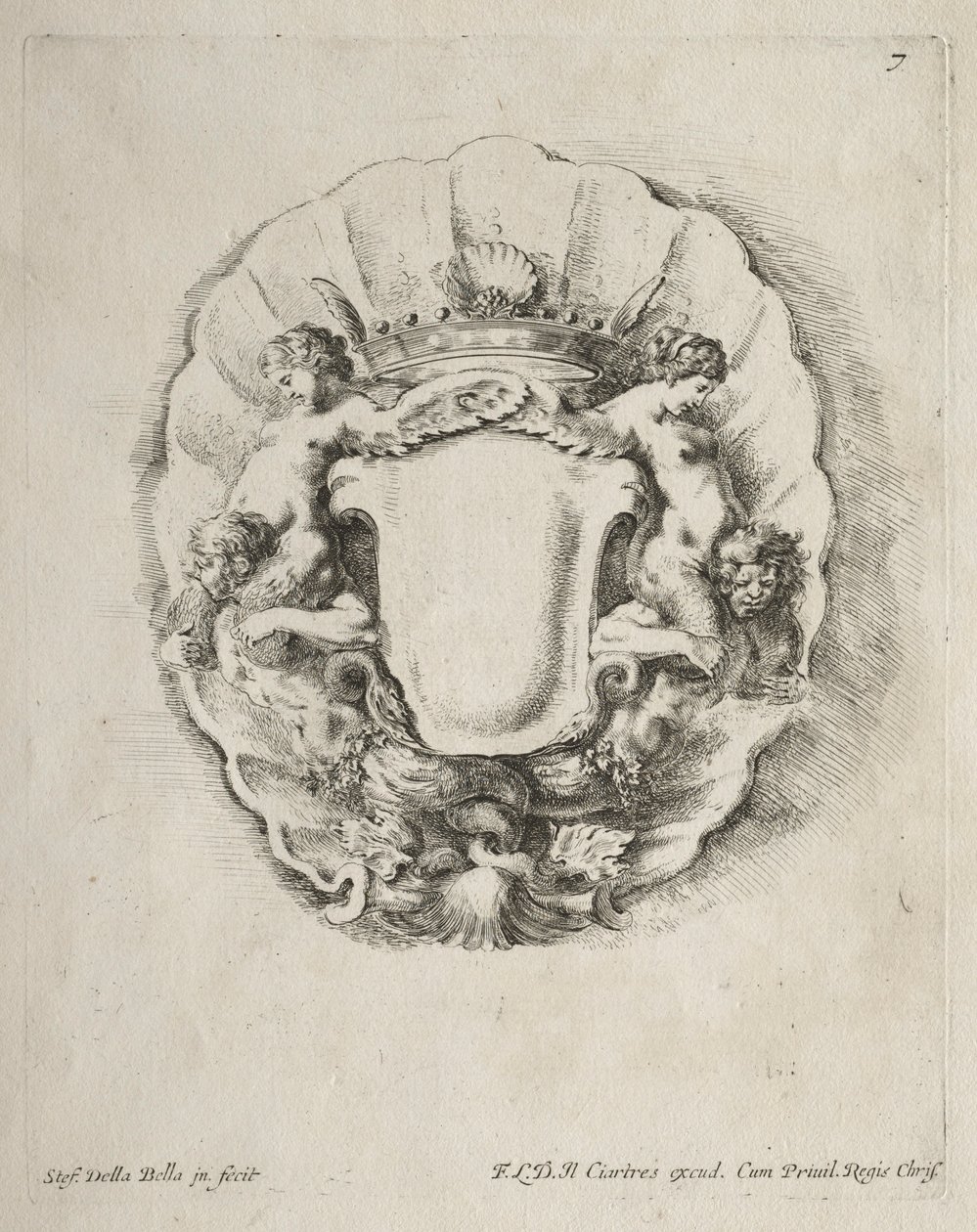 Coleção de vários caprichos e novos desenhos de cartelas e ornamentos: no 7. de Stefano della Bella