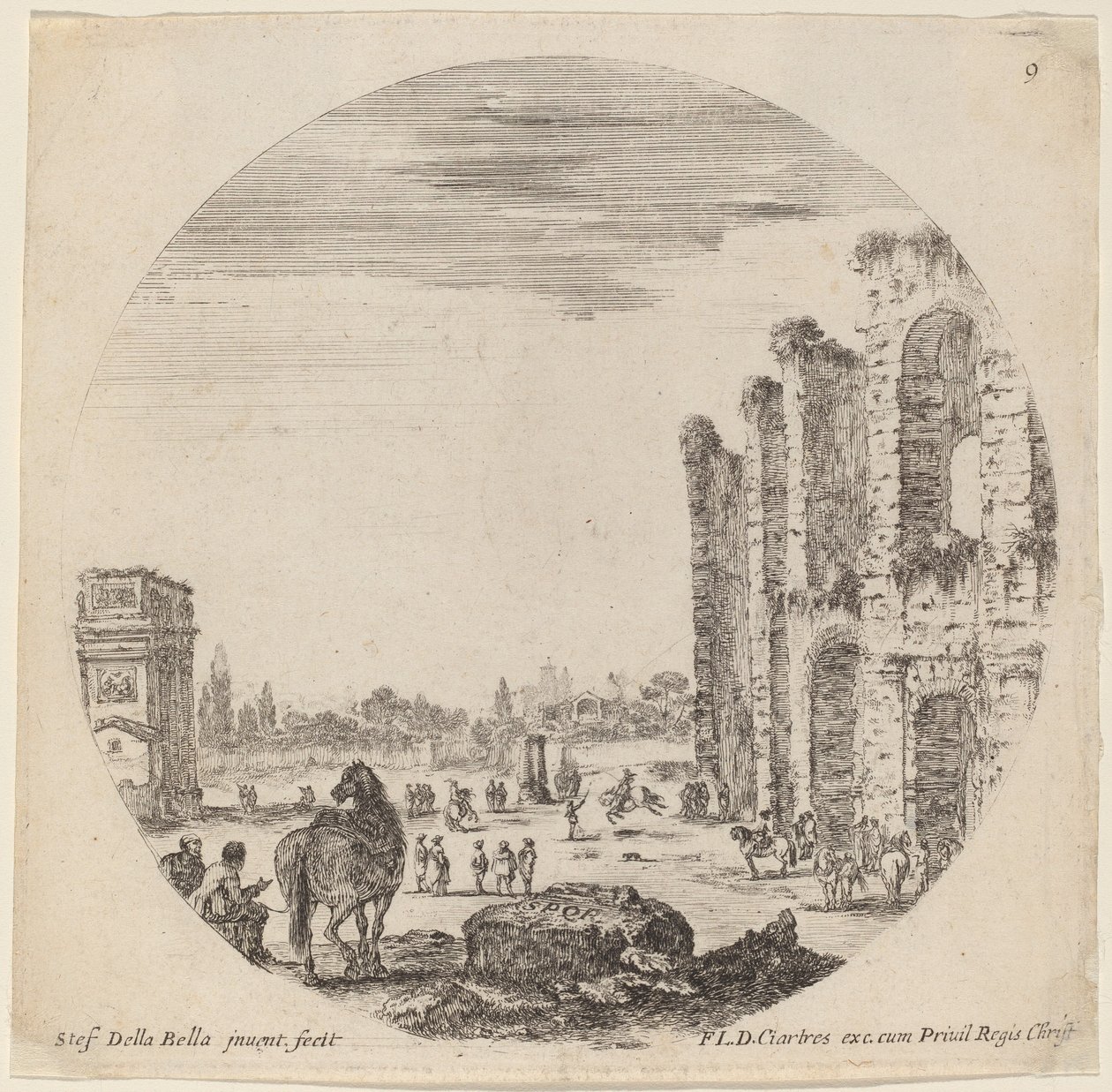 Coliseu e Arco de Constantino de Stefano della Bella