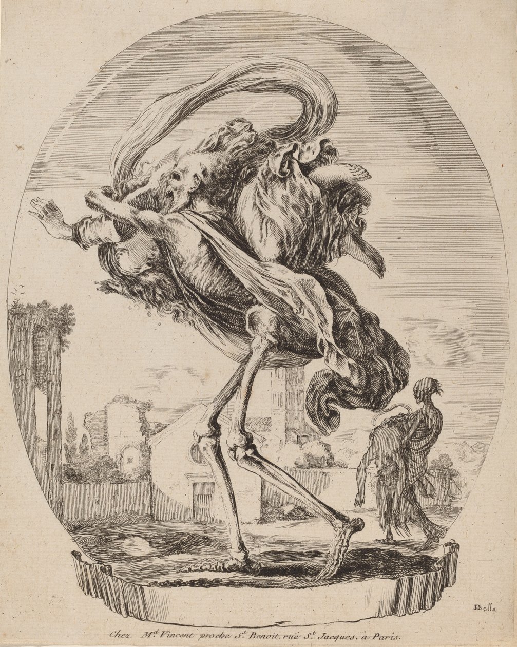 Morte carregando uma mulher, provavelmente 1648. de Stefano della Bella