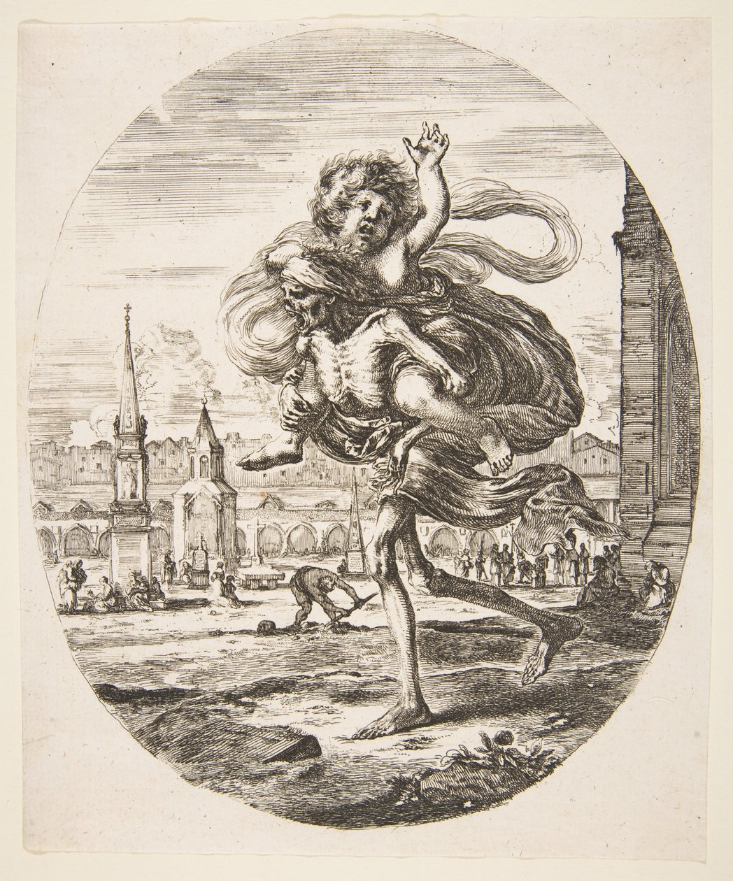 Morte carregando um filho, das cinco mortes Les cinq Morts, ca. 1648 de Stefano della Bella