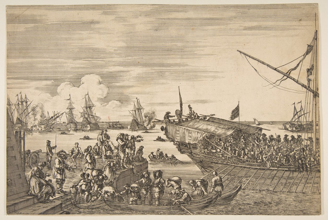 Partida de uma cozinha no porto de Livorno, de Vistas do porto de Livorno ..., 1654-55. de Stefano della Bella