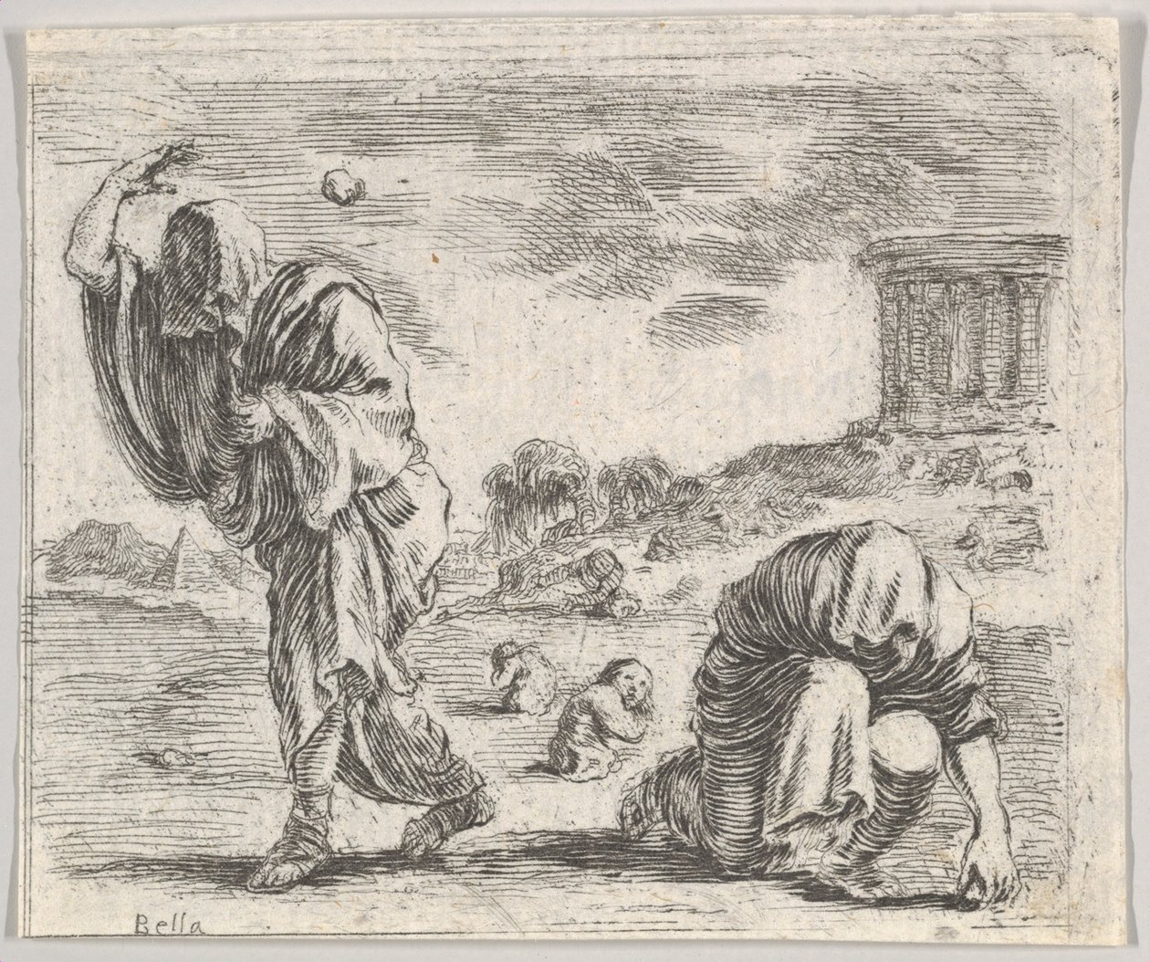Deucalião e Pirra, do Jogo da Mitologia Jeu de la Mythologie, 1644. de Stefano della Bella
