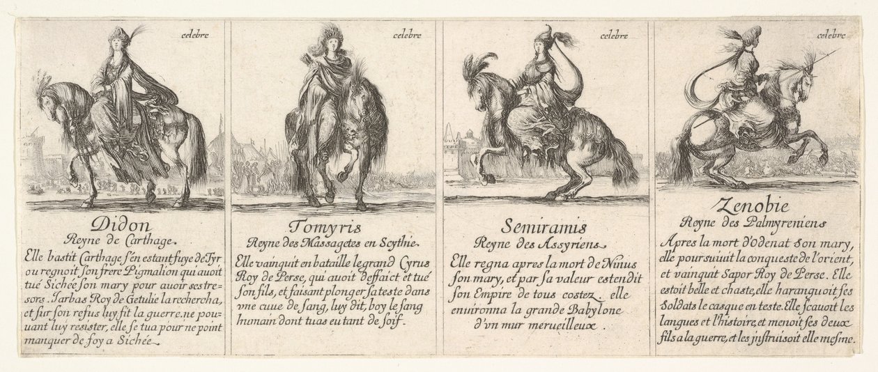 Dido, Tomyris, Semiramis e Zenobie, de &39;O jogo das rainhas&39; de Stefano della Bella