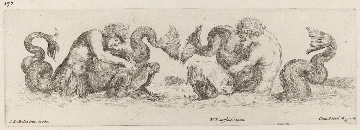 Golfinhos e Tritões, provavelmente 1648. de Stefano della Bella